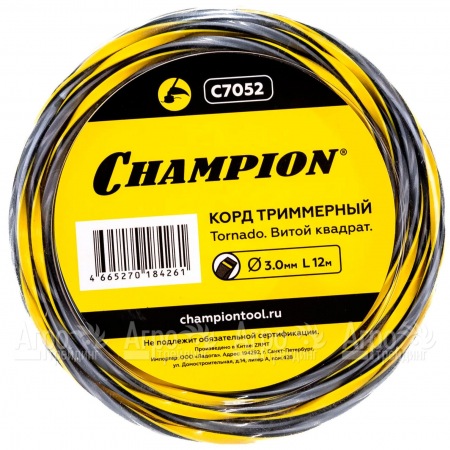 Корд триммерный Champion Tornado 3.0мм, 12м (витой квадрат)  в Санкт-Петербурге